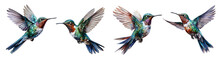 Hummingbird Watercolour Set. Generative Ai