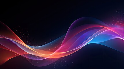 Wall Mural - Abstract liquid glass holographic iridescent neon curved wave in motion dark background 3d render gradient design element for banners backgrounds wallpapers and covers, generative ai