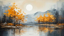 Autumn Abstract Paint. Generative Ai
