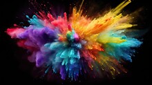 Colorful Rainbow Holi Paint Splash Color Powder Explosion, Generative Ai