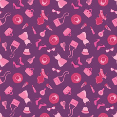 Barbiecore seamless pattern. Nostalgia 2000s. Design for fabric, textile, wallpaper, packaging.
