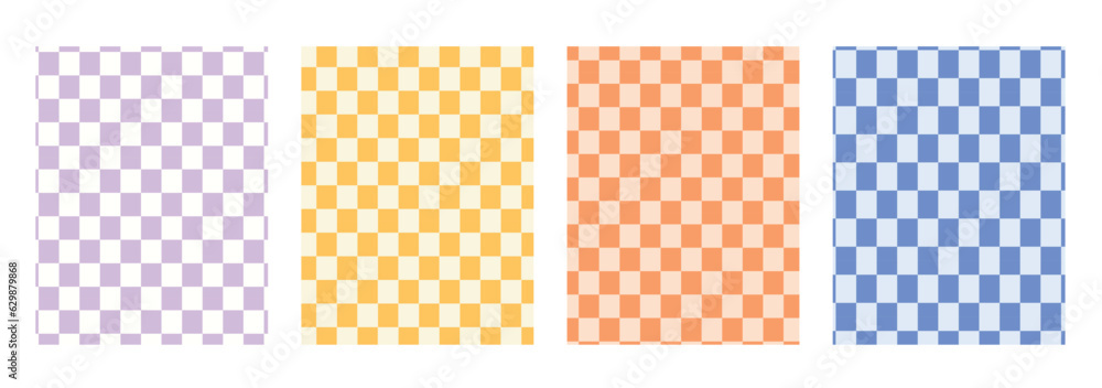 Distorted seamless checkered pattern. Trendy 70's style. vector ...