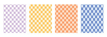 Distorted Seamless Checkered Pattern. Trendy 70's Style. Vector Background With A Pattern Like A Checkerboard. Retro Backgrounds. Groovy.