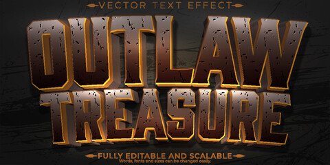 Wall Mural - Outlaw treasure text effect, editable adventure text style