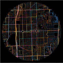 Colorful Map of Hollywood, Florida with all major and minor roads.