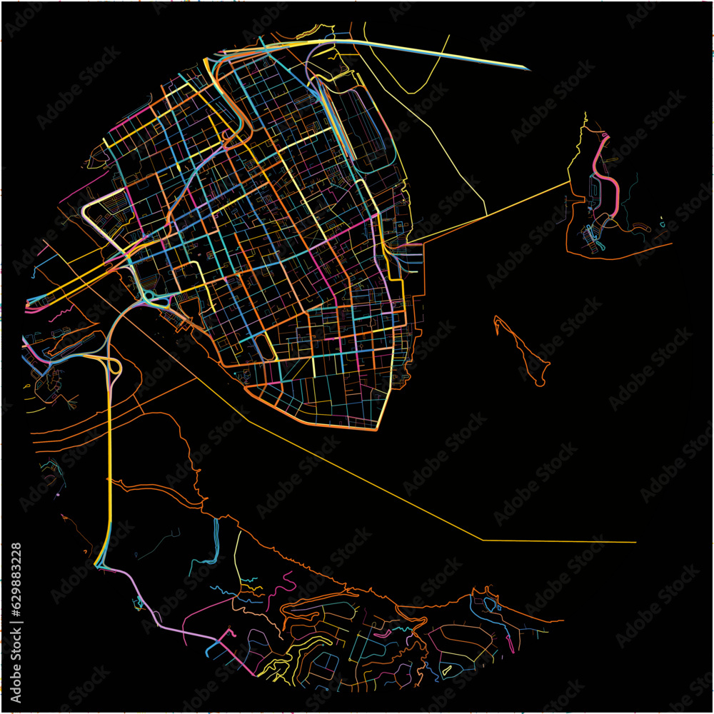 Colorful Map of Charleston, South Carolina with all major and minor ...