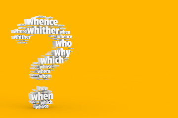 Poster - Question Words in Shape of Question Mark. 3d Rendering