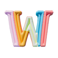 Wall Mural - Colorful Air Mattress in the Shape of the Letter W. Isolated on white background. Summer colorful vacation symbol.