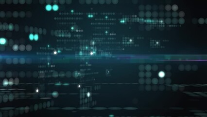 Wall Mural - flickering many small dots animation on black background. digital stylized neon lights balls blue wh