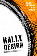Grungy Background With Abstract Tire Tracks And Chess Flags For Your Rally Design