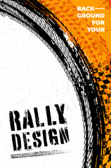 Sticker - Grungy background with abstract tire tracks and chess flags for your rally design