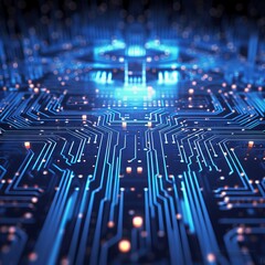 cyber circuit future technology concept shiny blue background