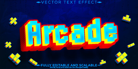 Wall Mural - Arcade pixel text effect, editable game machine and retro text style