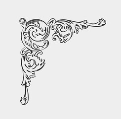 Wall Mural - hand drawn vector abstract outline,graphic,line vintage baroque ornament floral frame border in mini