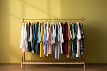 Wall Mural - clothing rack with freshly washed and ironed clothes