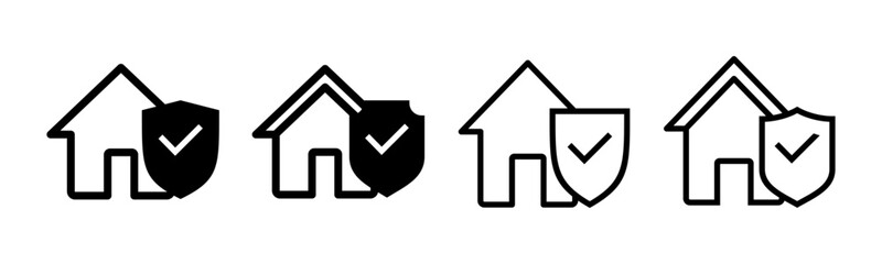 home insurance icon set illustration. home protection sign and symbol