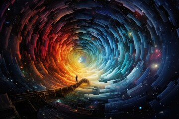 Wall Mural - magic and colorful spiral with galaxy on it, space and universe wallpaper. generative ai.