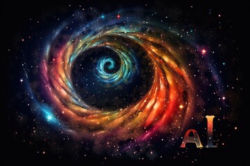 Wall Mural - magic and colorful spiral with galaxy on it, space and universe wallpaper. generative ai.