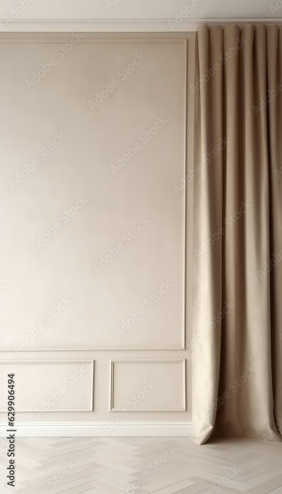 Vertical Elegant neutral beige empty room design interior white Stock ...