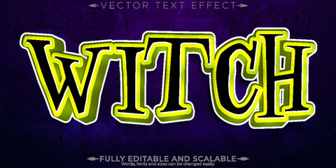 Witch cartoon text effect, editable magic and halloween text style