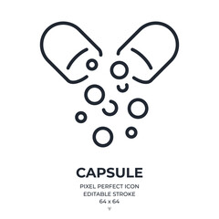 Wall Mural - capsule editable stroke outline icon isolated on white background flat vector illustration. pixel pe