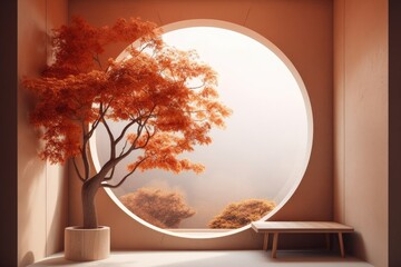 Wall Mural - background for branding and product presentation in the manner of a Japanese architect. Generative AI