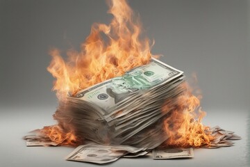 Wall Mural - Burning banknotes.