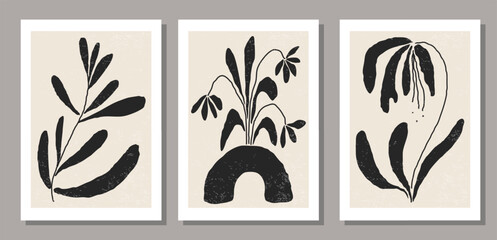 Wall Mural - Set of Matisse style contemporary collage botanical minimalist wall art poster