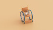Wheelchair with cute cat. International Day of Persons with Disabilities. December 3 design concept. 3d render, 3d illustration.