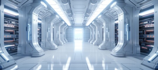 Aufkleber - Futuristic server room background. Generative AI technology.
