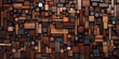 Leinwandbild Motiv A wall made of wooden blocks and pieces of wood. Digital image. Dark wooden background.