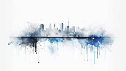 Poster abstract watercolor of the city. Sustainable development plan concept