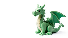 Cartoon Green Dragon Wooden Toy On White Background