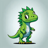 Fototapeta Dinusie - Cartoon green dinosaur, vector, illustration, white, background