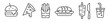 Fast food icons - Hamburger, Pizza, French fries and gyros vector line icons - thin line icon collection on white background