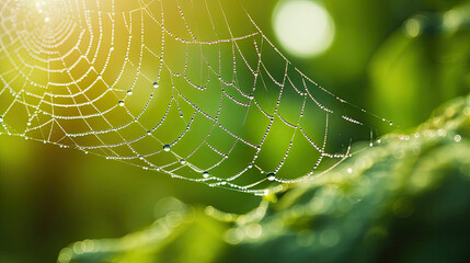 spider web with dew drops