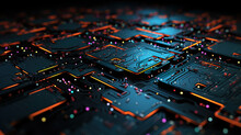 Futuristic Circuit Board Concept Background, Generative AI Illustration