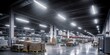 © DELstudio - Generative AI, Warehouse interior with LED lighting, industry building, distribution retail center, part of storage and shipping system..