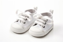 New Baby Shoes On White Isolated Background - Perfect For Children's Clothing. Generative AI
