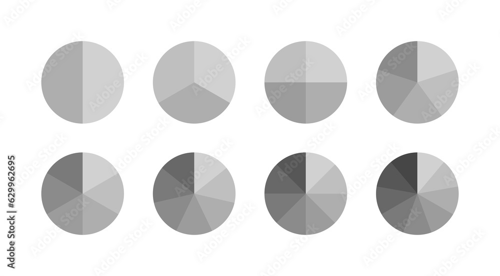 Monochrome ring section template. Circular structure graph. Piechart ...