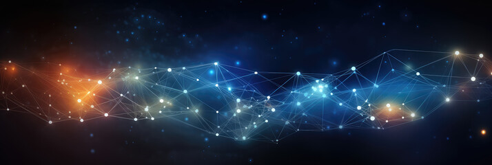 Neuron dot line technology background material under the background of color nebula