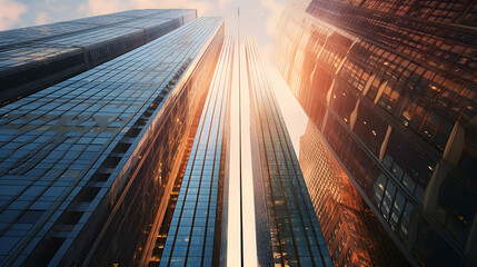 Wall Mural - skyscrapers with sunset 