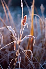 Canvas Print - intricate patterns of frost on wintery grass