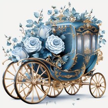Watercolor Clipart On White Background Cartoon Cinderellas Chariot