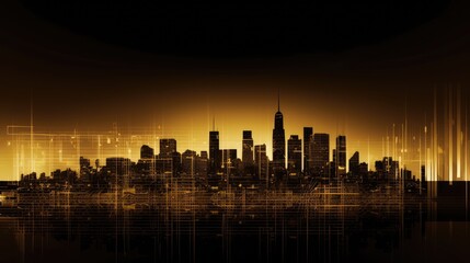 Wall Mural - Golden city silhouette background material