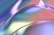 wavy Glass Chrome Pastels Vibrant Background, glass abstract wallpaper with colorful light emitter iridescent neon holographic gradient. Design visual element for banner, header, poster, cover	