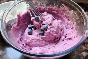 Sticker - blueberry muffin batter in a mixing bowl