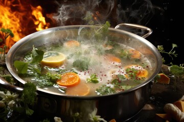 Poster - soup simmering with steam and bubbles