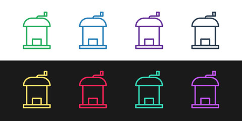 Sticker - Set line Manual coffee grinder icon isolated on black and white background. Vector