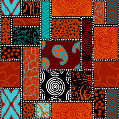 Poster - Geometric abstract grunge vintage pattern. Ikat style. Seamless vector image.